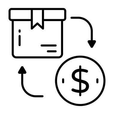 Teslimatta paranın kavramsal çizgi tasarımı simgesi