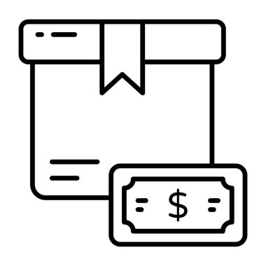 Teslimatta paranın kavramsal çizgi tasarımı simgesi
