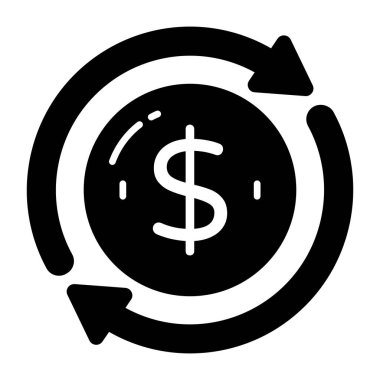 Finansal akışın kavramsal katı tasarım simgesi