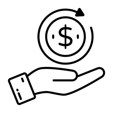 Ters ok ile banknot nakit geri kavramı göstermektedir