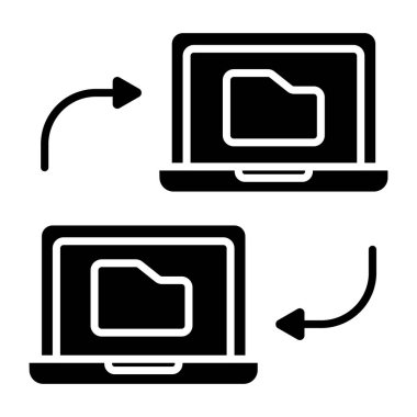 Dizüstü bilgisayar transferinin kavramsal katı tasarım simgesi