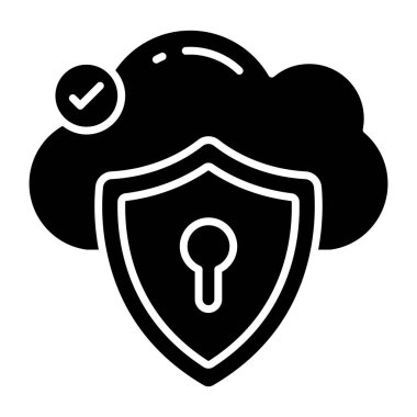 Bulut güvenliğinin kavramsal katı tasarım simgesi