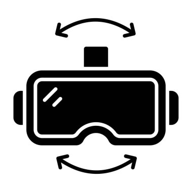 Beyaz arkaplanda izole edilmiş VR gözlüklerinin yaratıcı tasarım simgesi