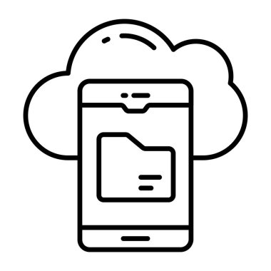 Bulut telefonunun kavramsal çizgi tasarımı simgesi