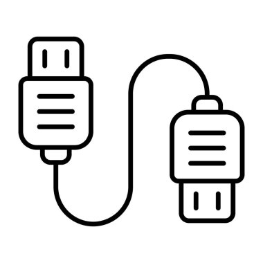 Veri kablosunun çizgi tasarım simgesi