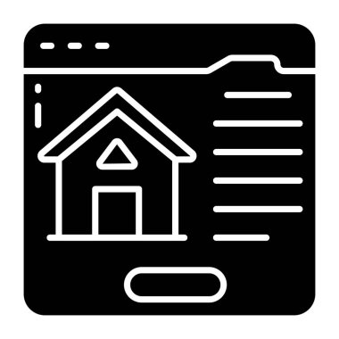 Çevrimiçi evin kavramsal katı tasarım simgesi