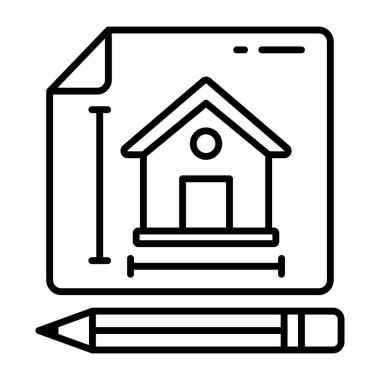 Ev çiziminin premimium indirme simgesi