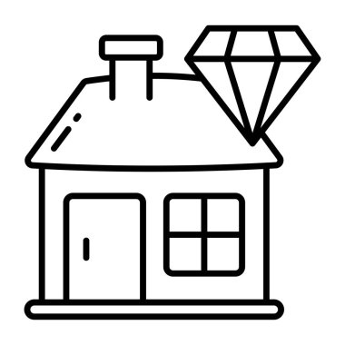 Kıymetli evin çizgi tasarım simgesi.