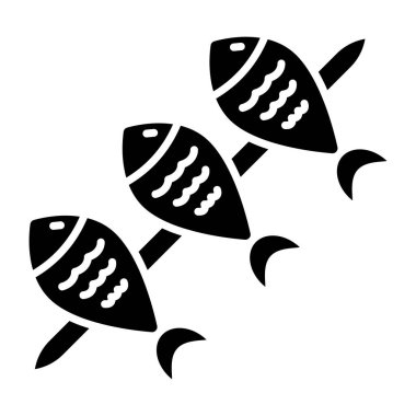 Balık şişin katı tasarım simgesi