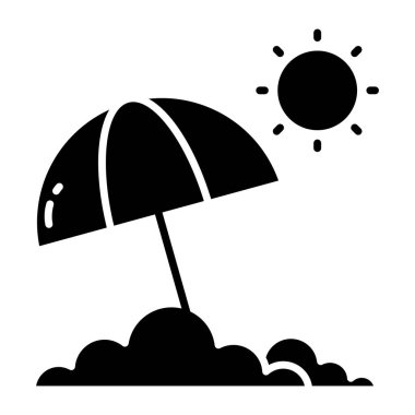 Açık hava şemsiyesinin katı tasarım simgesi