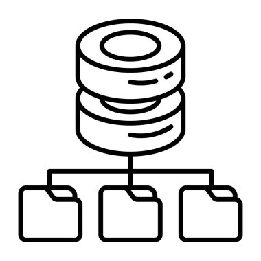 Veritabanı ağının satır tasarım simgesi
