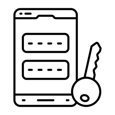 Mobil parolanın kavramsal çizgi tasarım simgesi