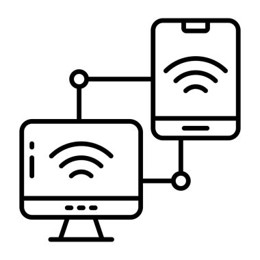 Bağlı aygıtlar simgesi, düzenlenebilir vektör