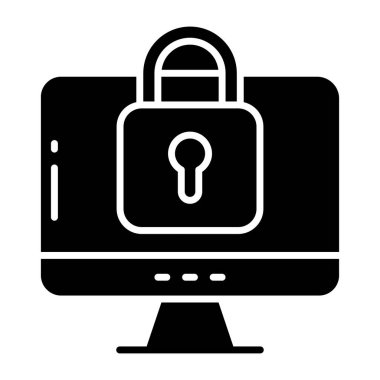 Kilitli bilgisayarın katı tasarım simgesi