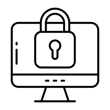 Kilitli bilgisayarın satır tasarım simgesi