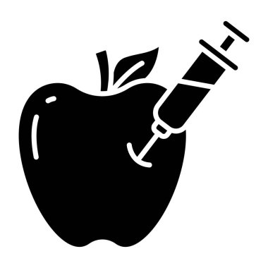 Editable design icon of injecting apple