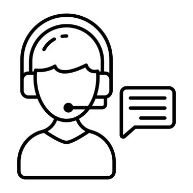 A colored design icon of customer service representative