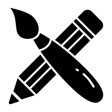 Pencil with scale, icon of stationery 
