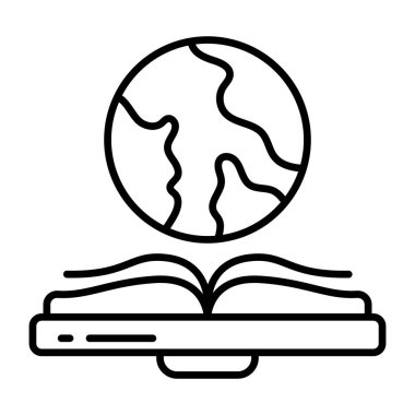 Kitabı olan dünya, küresel öğrenmenin katı tasarım simgesi 