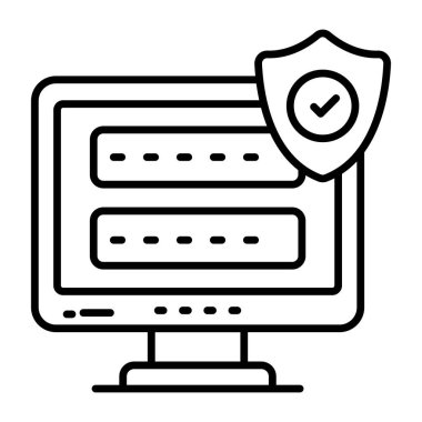 Parola güvenliğinin satır tasarım simgesi