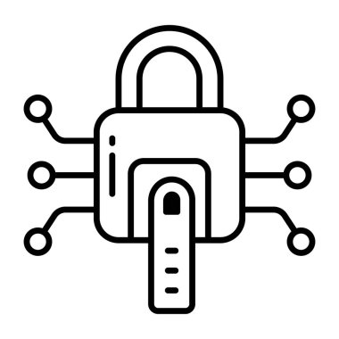 Dijital kilidin çizgi tasarım simgesi