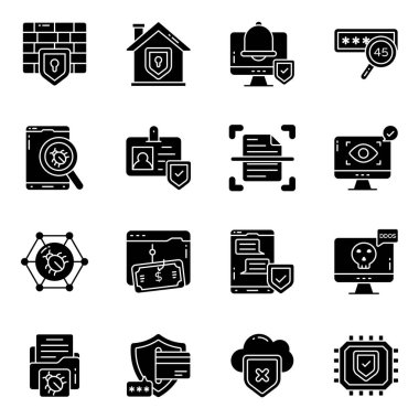 Güvenlik ve Güvenlik Paketi Katı Simgesi 