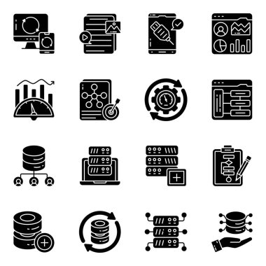 Veri ve Grafiklerin Düz Simgeleri Seti