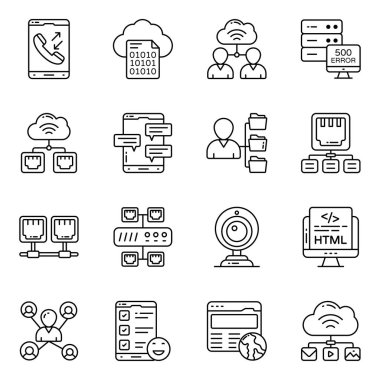 Bilgisayar Ağı Doğrusal Simgelerinin Kümesi