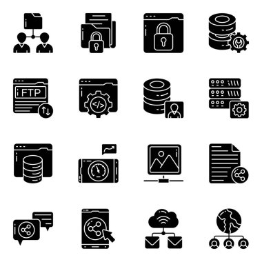 Sunucu ve Ağ Somut Simgelerinin Seti