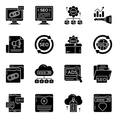 Seo ve Web Solid Simgelerinin Seti