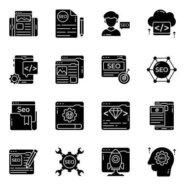 Web Sitesi Solid Simgelerinin Kümesi