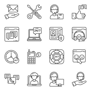 Müşteri Hizmeti Doğrusal Simgeleri 