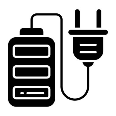 Elektrik aküsünün katı tasarım simgesi