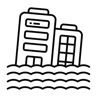 Beyaz arkaplanda izole edilmiş doğrusal tasarım tufan simgesi 