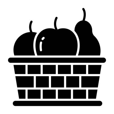 Meyve sepetinin kavramsal katı tasarım simgesi 