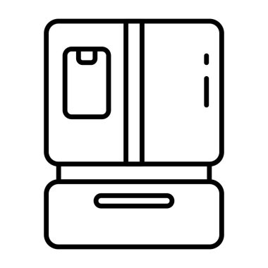 Fransız kapı buzdolabının vektör tasarımı, doğrusal simge