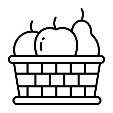 Meyve sepetinin kavramsal doğrusal tasarım simgesi 