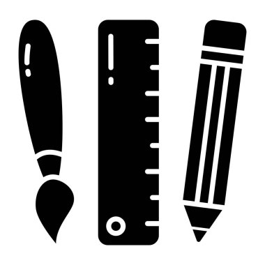 Fırça ve ölçekli kalem, tasarım araçlarının simgesi