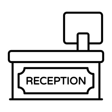 Resepsiyon masasının doğrusal tasarım simgesi