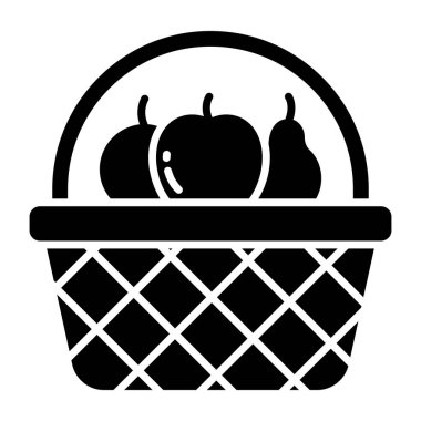 Meyve sepetinin kavramsal katı tasarım simgesi 