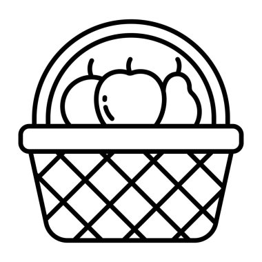 Meyve sepetinin kavramsal doğrusal tasarım simgesi 