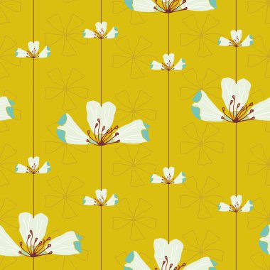 Vector citrine yukarı doğru pürüzsüz bir şekilde büyüyor. Zarif çiçekler, beş yapraklı arka plan çiçekleri önünde ince kahverengi dikey çizgilere dizilmiştir. Birinci Çiçek koleksiyonunun bir parçası.