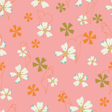 Pembe, pürüzsüz bir arka plan. Yumuşak Çiçek Dansı. Yumuşak pembe bir arka planda, geniş yapraklı basit ve kompleks çiçekler. Birinci Çiçek koleksiyonunun bir parçası.