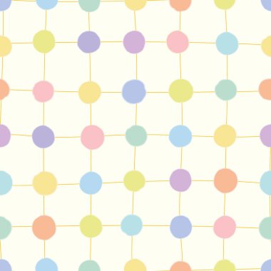 Vektör kremsiz şablon: kabarcık şebekesi. Bulanık çizgileri olan, krem beyazı arka planda tarçın çizgileriyle birbirine bağlı çarpık çemberler. Pastel Mozaik koleksiyonunun bir parçası.