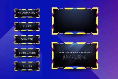 Vector twitch overlay gamer and streamer