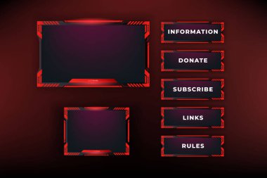 Vector twitch overlay gamer and streamer