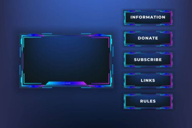 Vector twitch overlay gamer and streamer