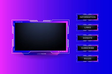 Twitch stream overlay package including facecam overlay, offline, starting soon, twitch panels