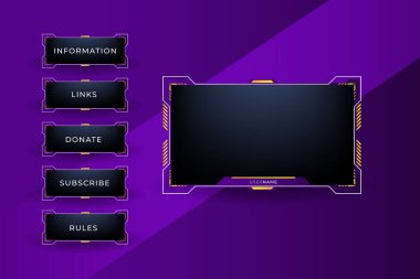 Twitch stream overlay package including facecam overlay, offline, starting soon, twitch panels