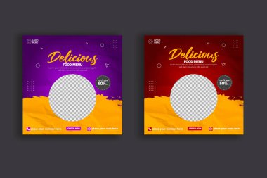 Vector healthy food menu social media banner post template design